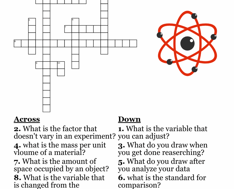 Science Crossword Puzzle WordMint