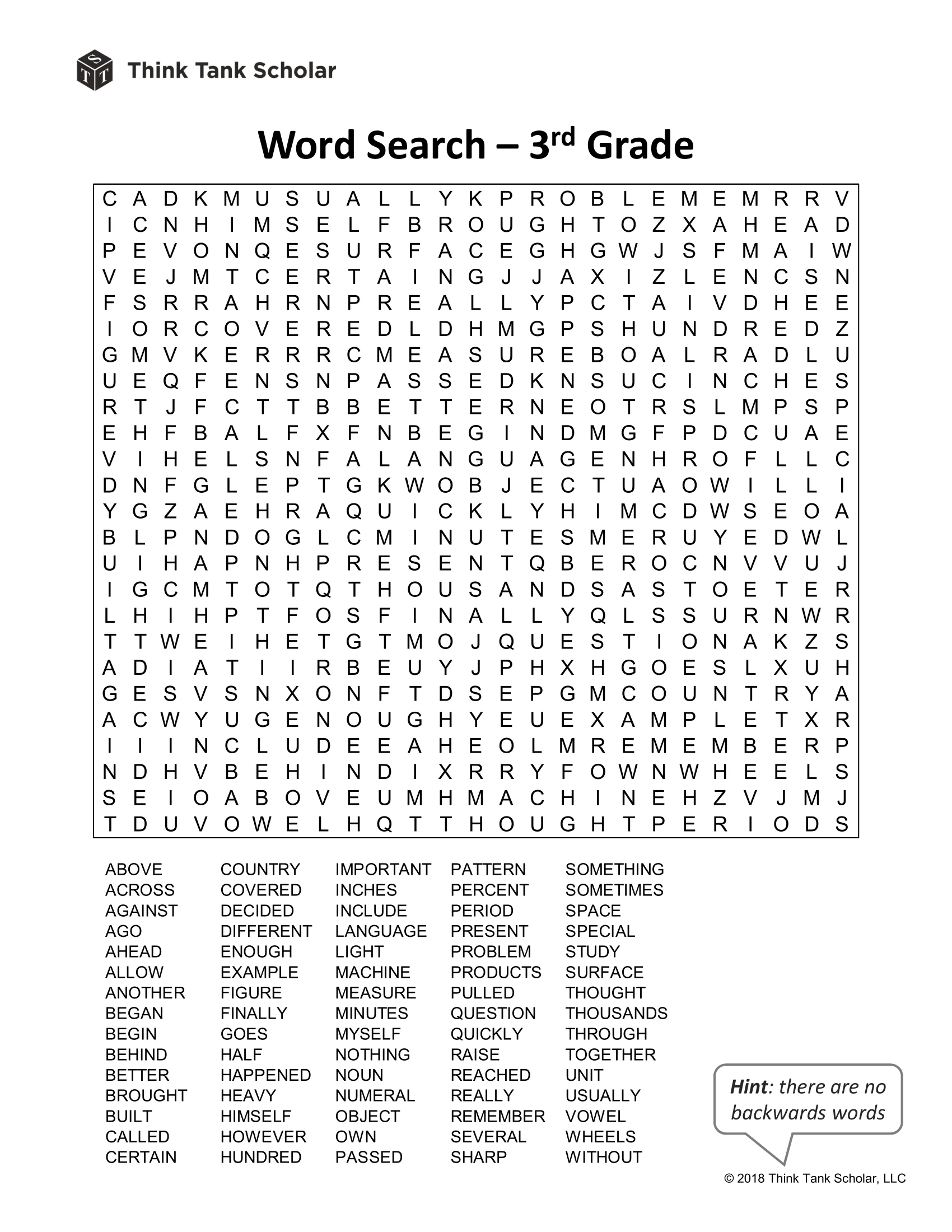 Vocabulary Crossword Printable 3rd Grade