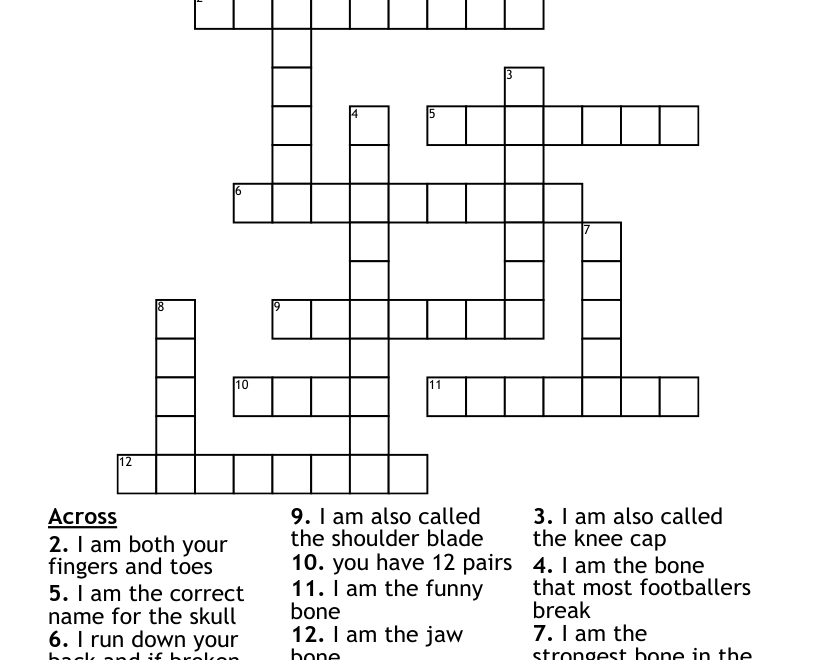 Skeleton Crossword WordMint