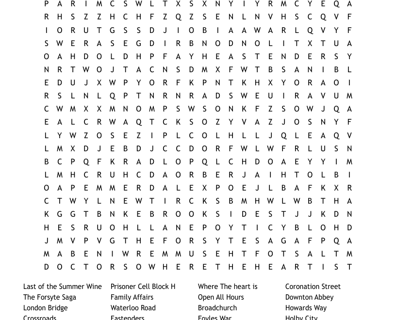 Soap Operas And TV Drama Word Search WordMint
