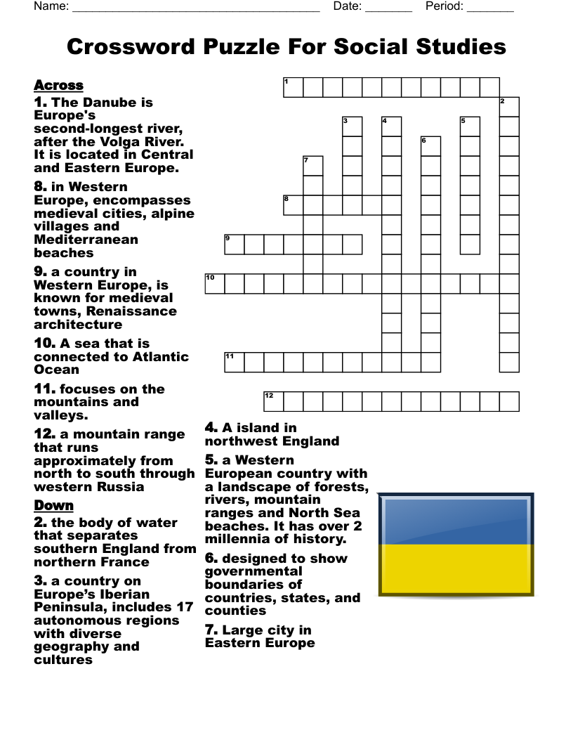 Printable Social Studies Crossword