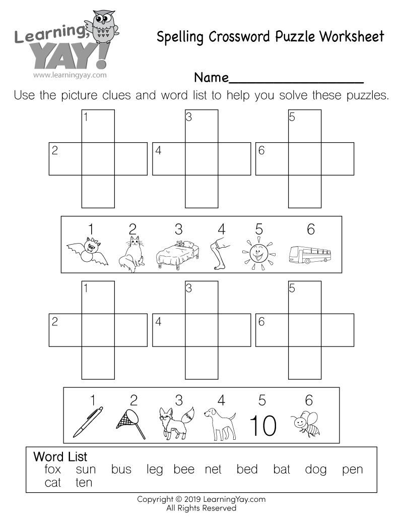 Crossword Puzzles For Grade 1rst Printable Crossword Puzzles For Grade 1rst Printable