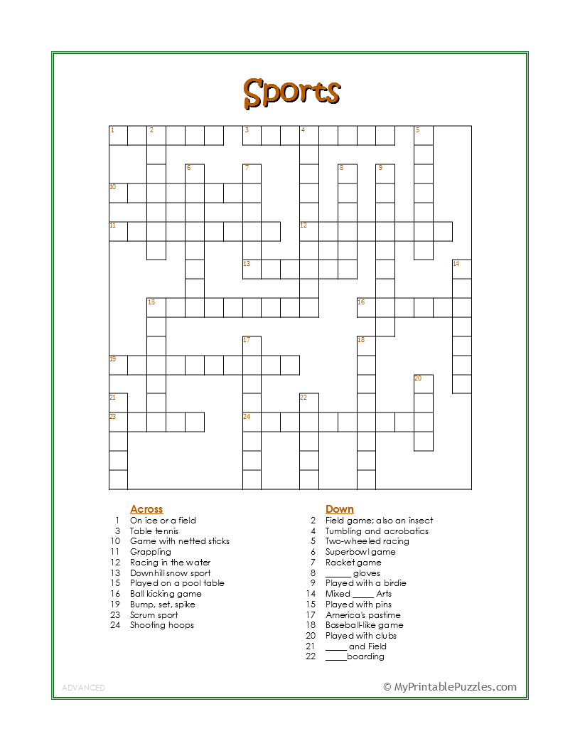 Teenage Crossword Puzzles Printable Teenage Crossword Puzzles Printable