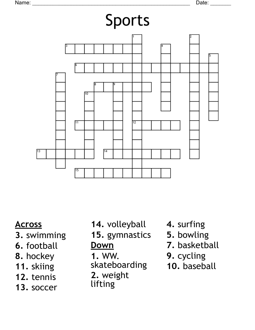 Printable Sports Crossword Puzzles 2025 Printable Sports Crossword Puzzles 2025