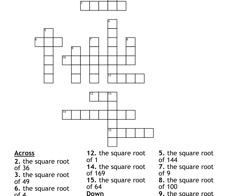 Square Root Crossword WordMint