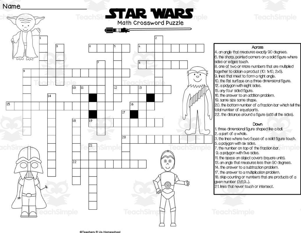Starwars Crossword Puzzle Printable