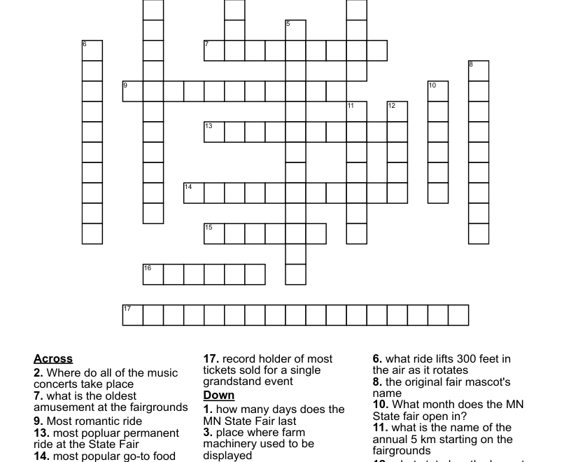 State Fair Crossword WordMint