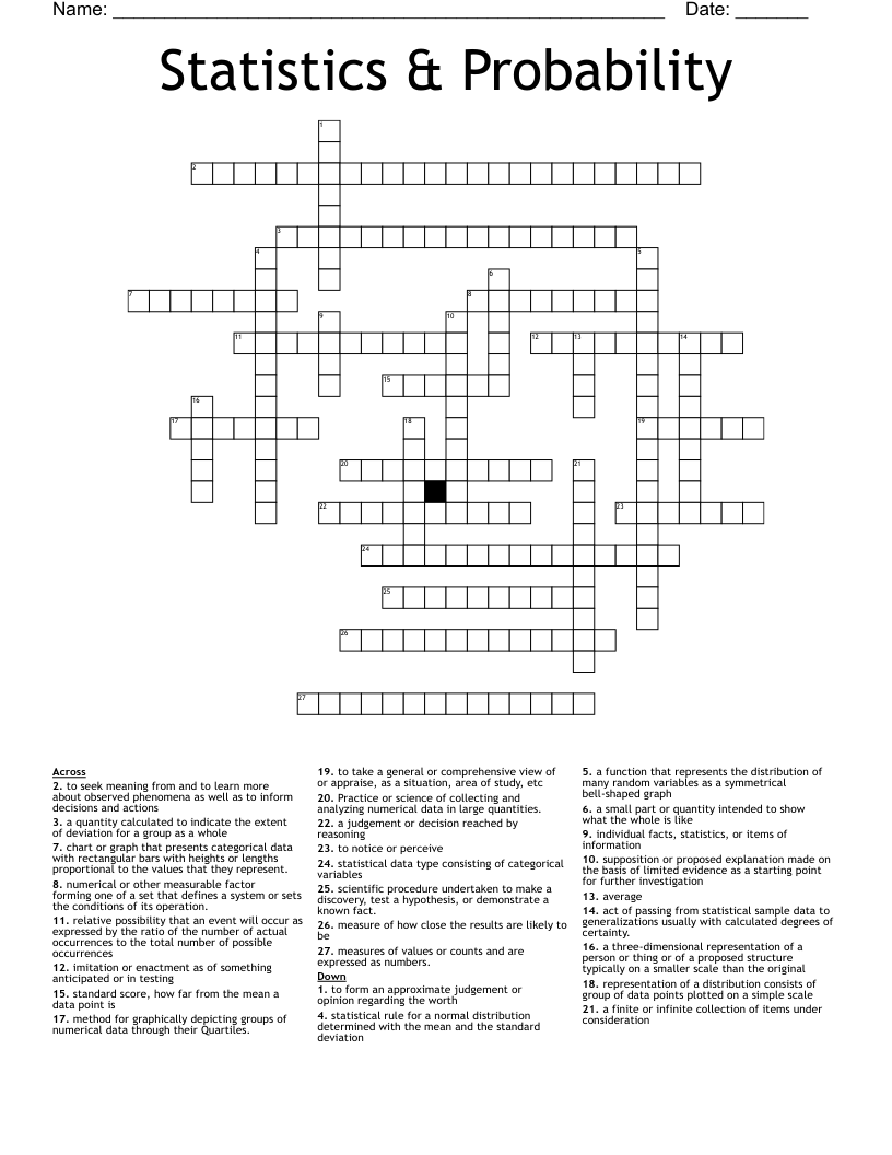 Statistics Probability Crossword WordMint