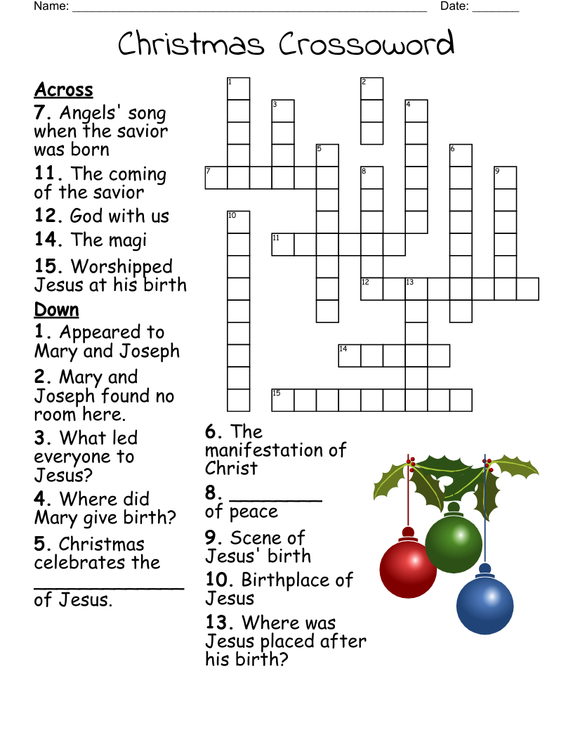 Sunday School Christmas Crossword Puzzles Printable Sunday School Christmas Crossword Puzzles Printable