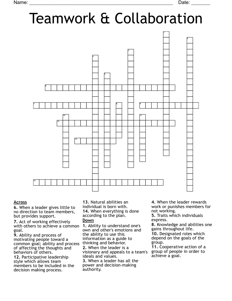Cooperation Crossword Puzzles Printable Cooperation Crossword Puzzles Printable
