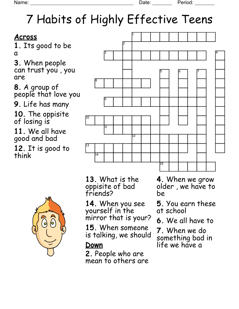 Free Crossword Printables For Teens