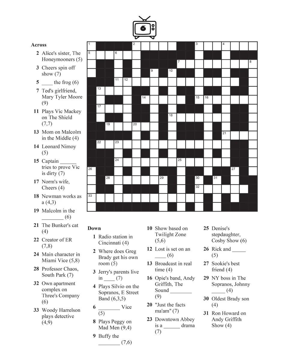 Tv Guide Crosswords Printable