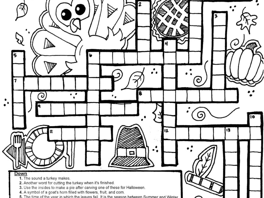 Thanksgiving Crossword Puzzle Coloring Sheet By Art With Ms C TPT