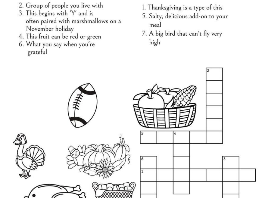 Thanksgiving themed Crossword Puzzles Beeloo Printable Crafts And Activities For Kids