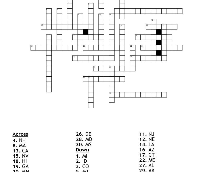 The 50 States Crossword WordMint