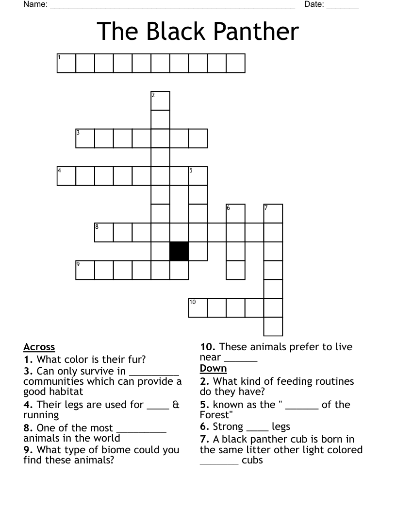 The Black Panther Crossword WordMint