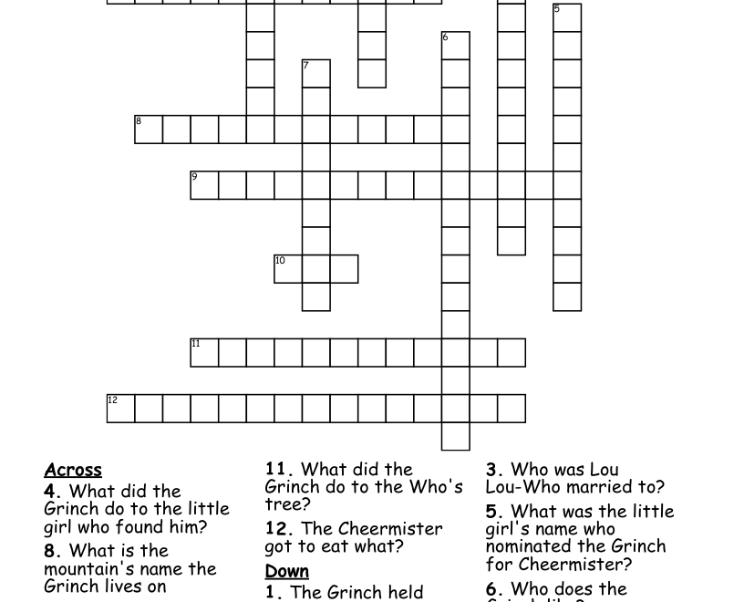 The Grinch s Puzzle Crossword WordMint