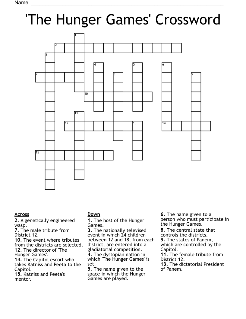 The Hunger Games Crossword WordMint