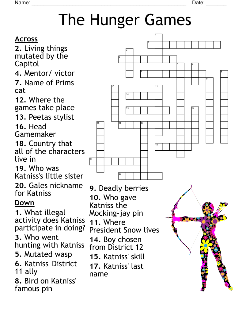Hunger Games Crossword Puzzle Printable