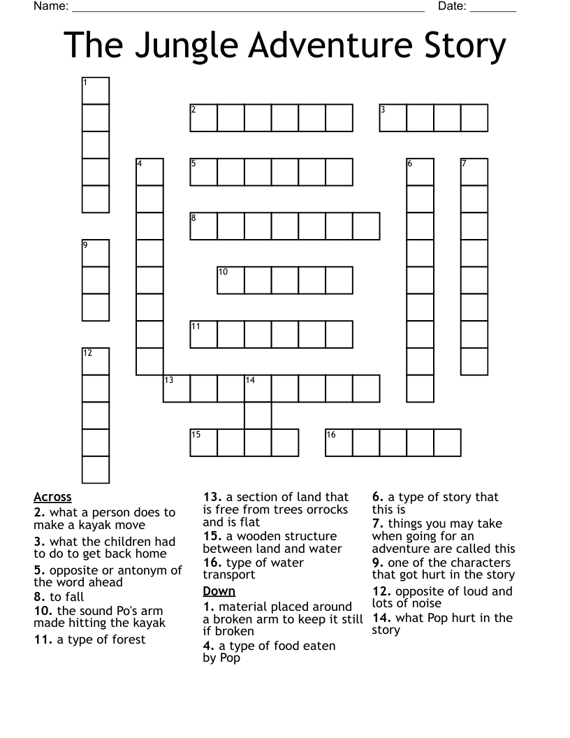 Free Printable Jungle Crossword For Kids