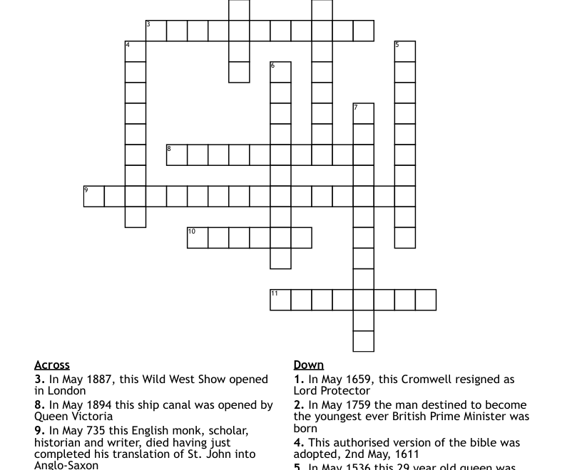 The Month Of May Crossword WordMint