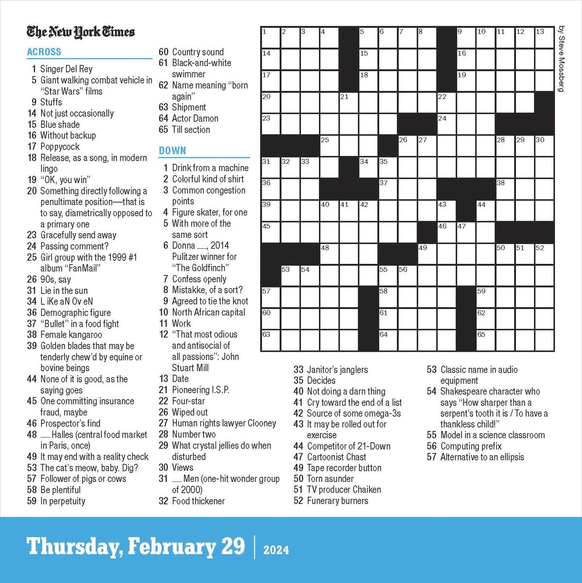 Free Printable Wednesday New York Times Crossword