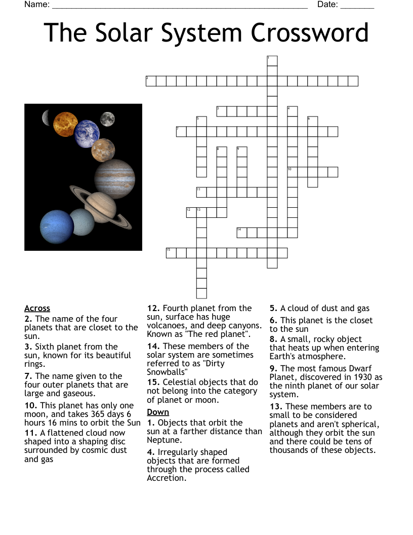 Free Printable Solar System Crossword Puzzles