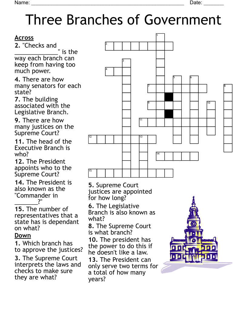 Three Branches Of Government Crossword WordMint Three Branches Of Government Crossword WordMint