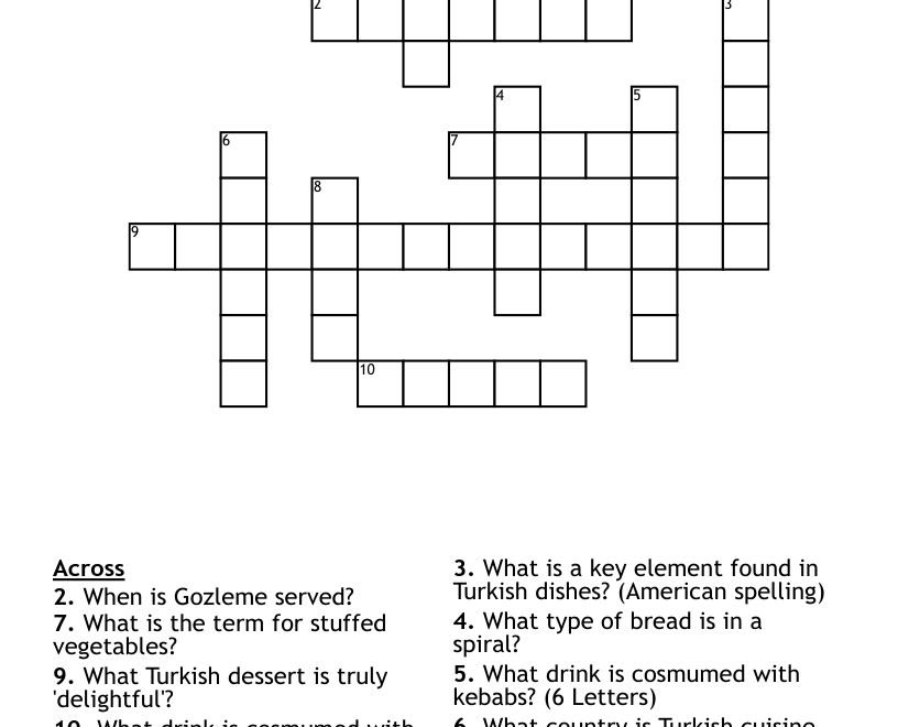 Turkey Crossword WordMint