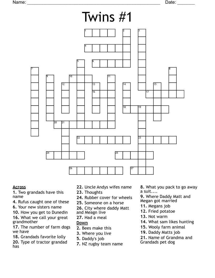 Twins 1 Crossword WordMint Twins 1 Crossword WordMint