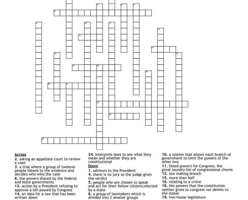 U S Government Crossword WordMint