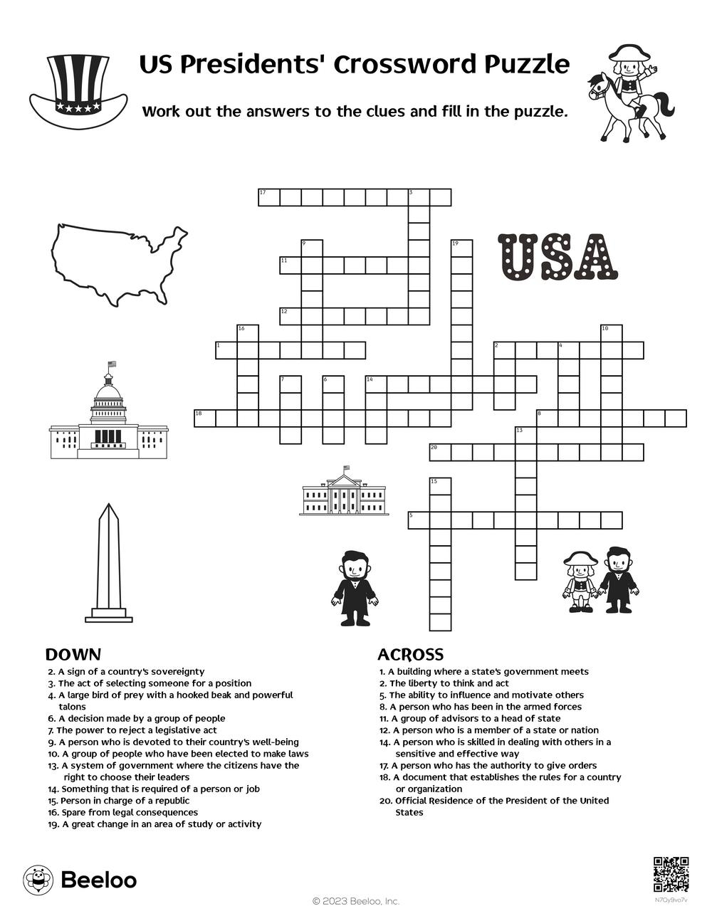 Usa Crossword For Kids Printable