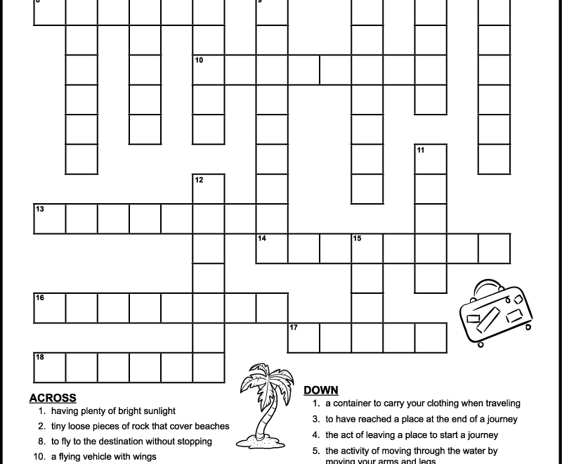 Vacation Crossword Puzzles Tree Valley Academy