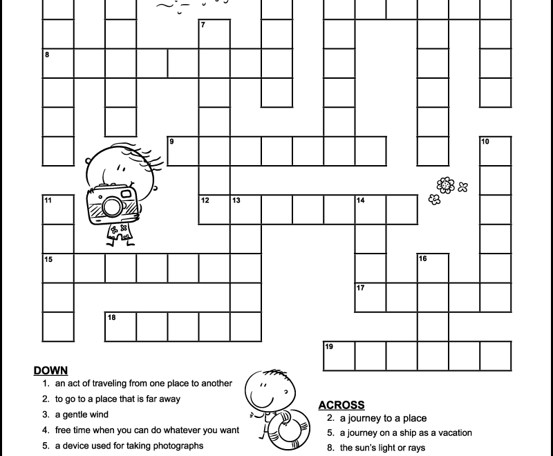 Vacation Crossword Puzzles Tree Valley Academy