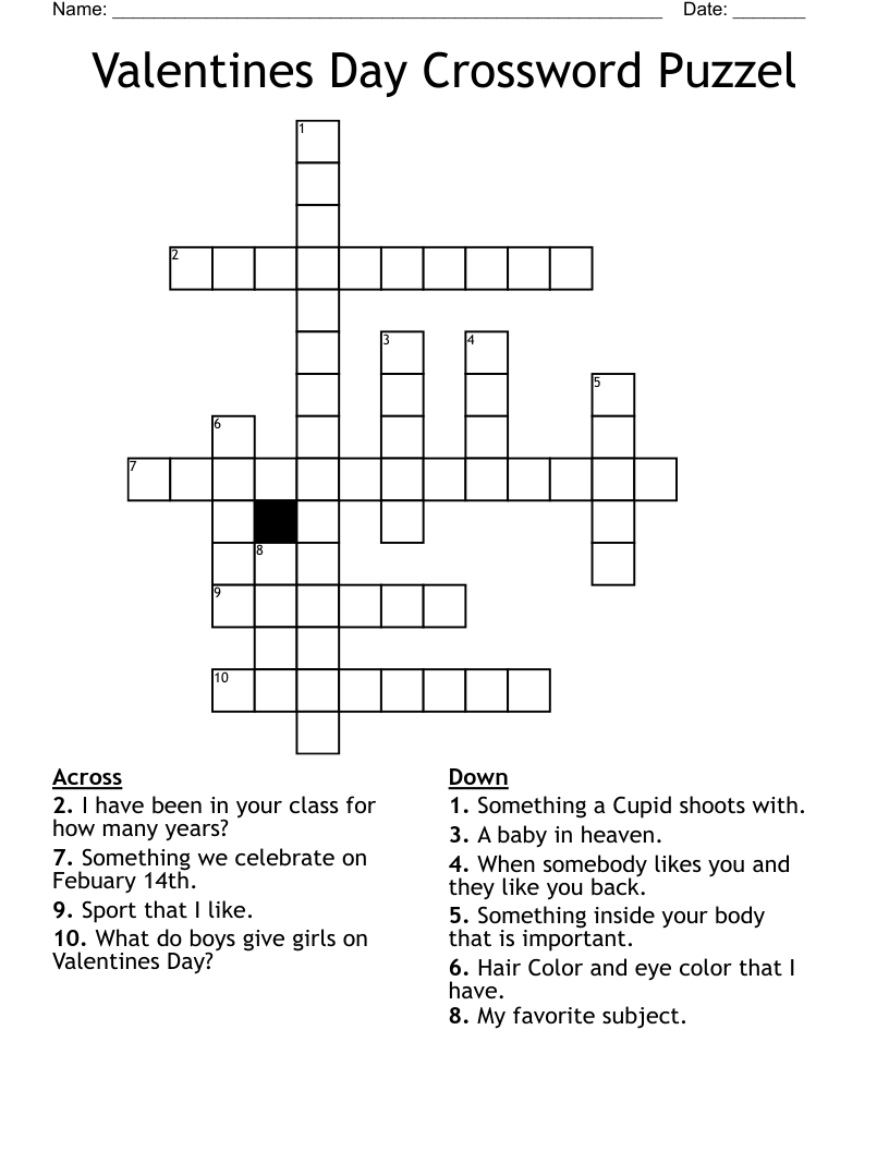 Valentines Day Crossword Printable