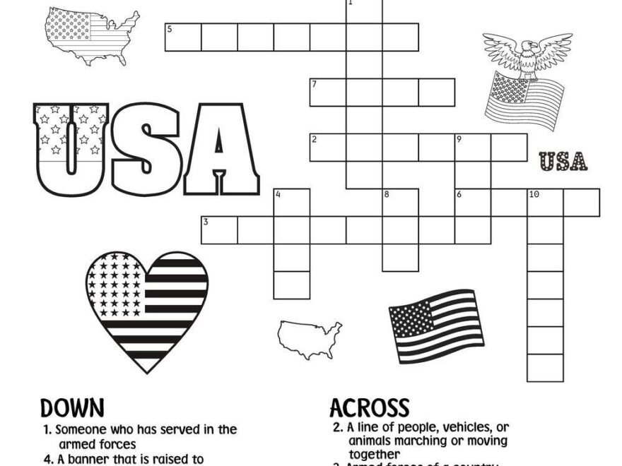 Veterans Day themed Crossword Puzzles Beeloo Printable Crafts And Activities For Kids