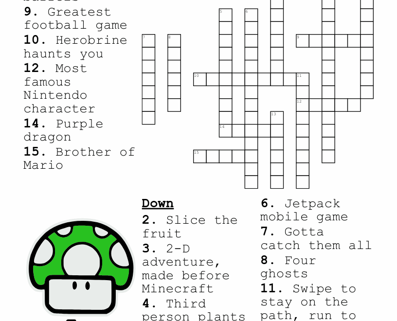 Video Games Crossword WordMint