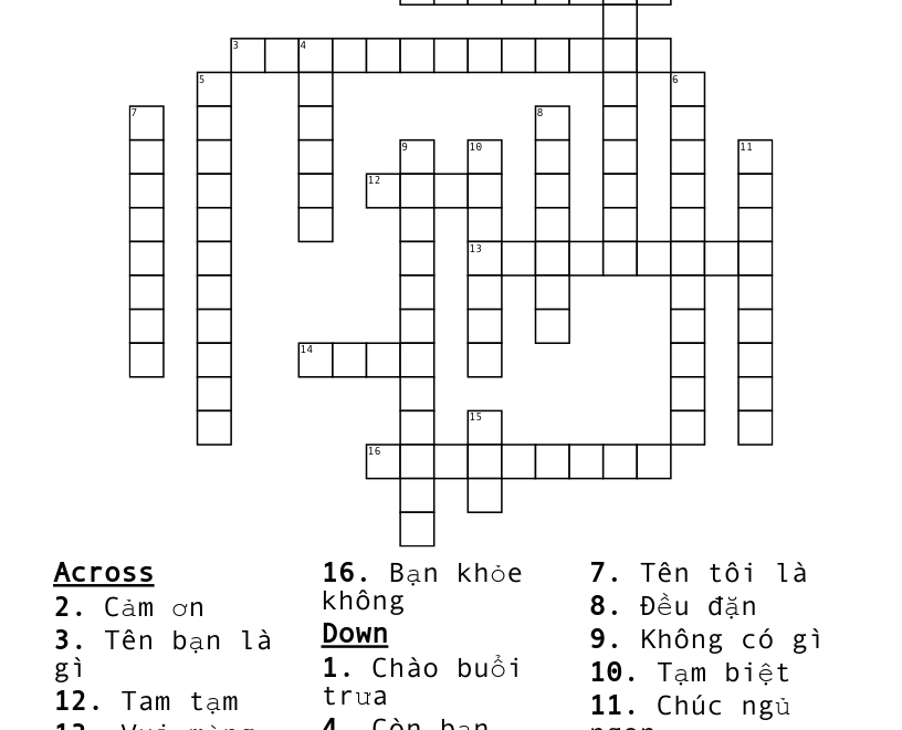 Vietnamese Crossword WordMint