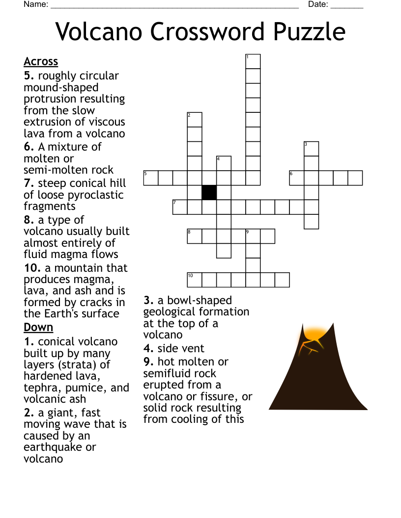 Volcano Crossword Puzzle WordMint