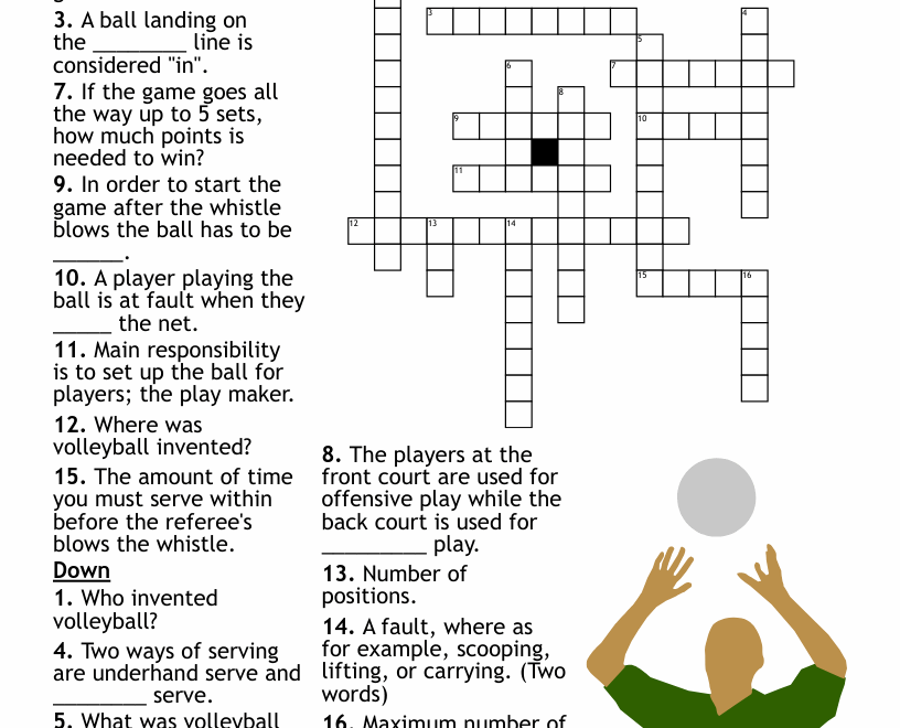 Volleyball Crossword Puzzle WordMint