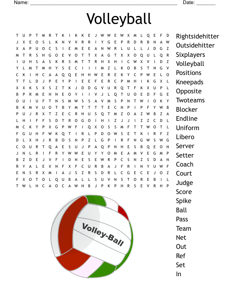 Volleyball Printable Crossword Puzzle