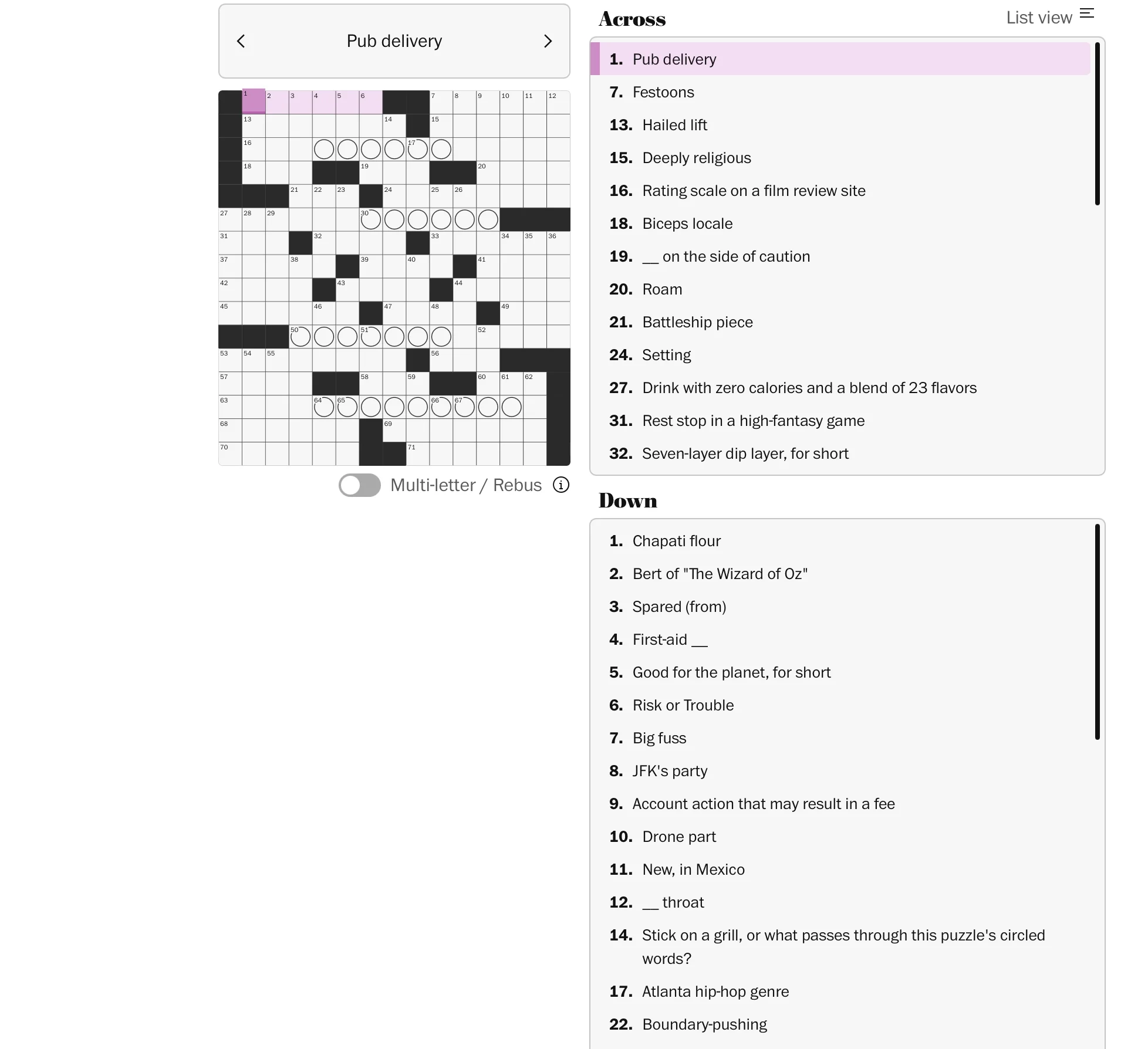 Printable Washington Post Crossword
