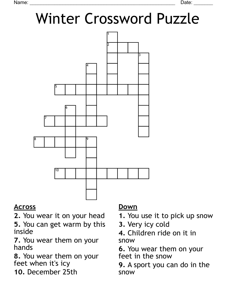 Winter Crossword Puzzle WordMint