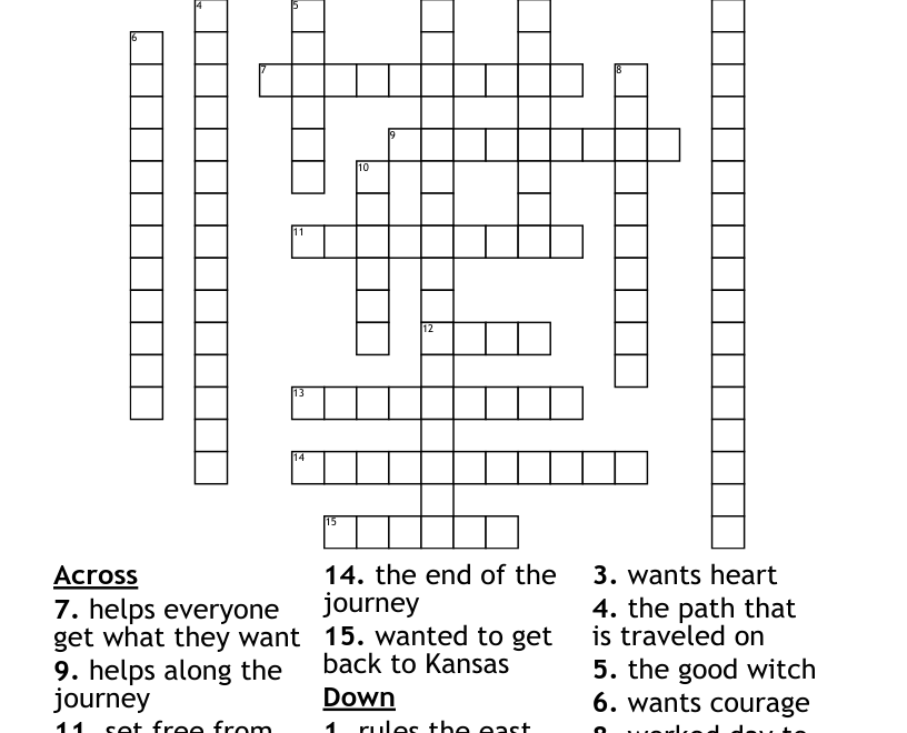 Wizard Of Oz Crossword WordMint