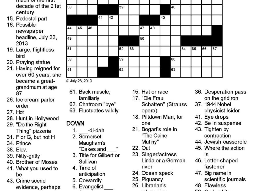Wondrous Wee Windsor Crossword Puzzles
