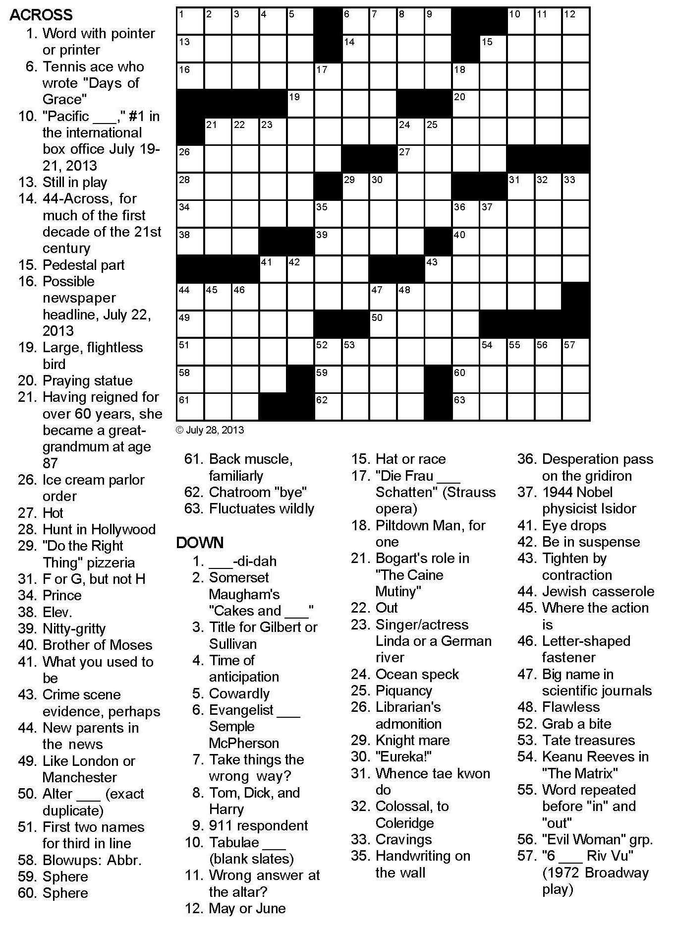 Wondrous Wee Windsor Crossword Puzzles